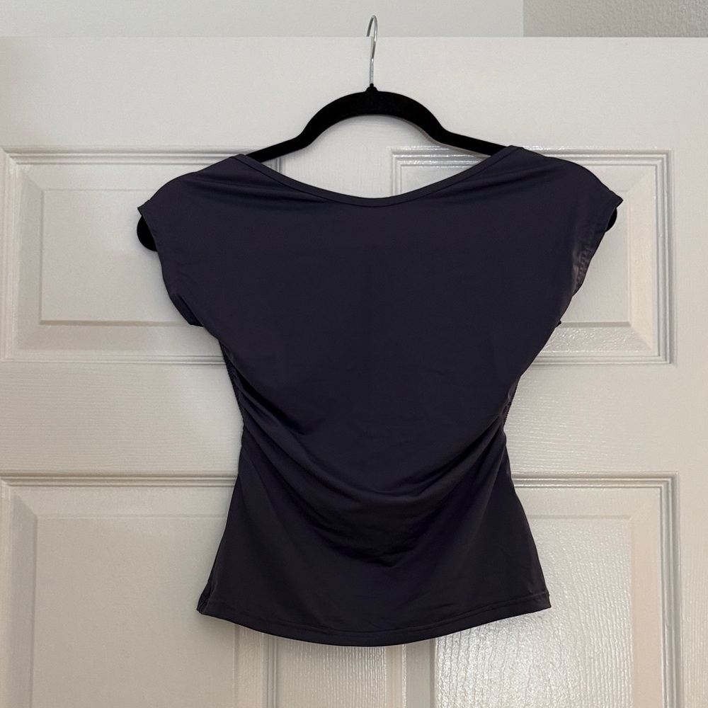 Princess Polly Navy Women's Open Back Shirt